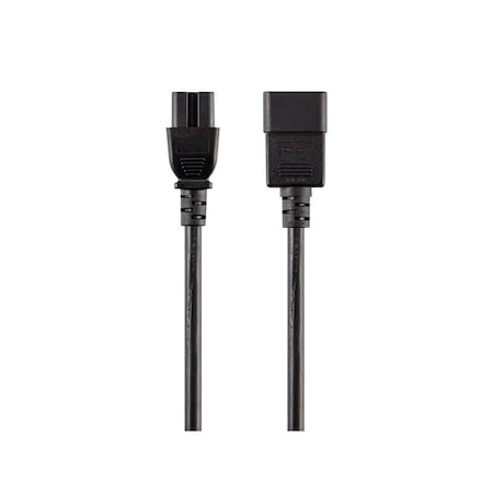 Power Cord - IEC 60320 C20 To IEC 60320 C15_ 14AWG_ 15A_ 3-Prong_ Blac